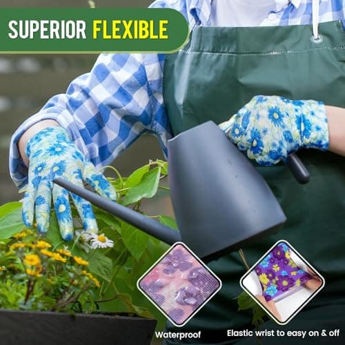 Nimalpal 6 Pairs Gardening Gloves - 6 Pairs Gardening Gloves for Women Garden Gloves with Super Grip Breathable Rubber Coated Garden Gloves(3 colors) - Thumbnail 5