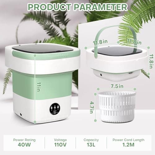 Portable Washing Machine, Upgrade 13L Mini Clothes Washer with 3 Modes, Foldable Small Laundry Machine for Travel, Camping, RV - Perfect for Underwear, Baby Clothes, Socks - Thumbnail 4