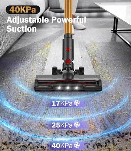 Cordless Vacuum Cleaner, 45Mins Vacuum Cleaners for Home with LED Display, Stick Vacuum Cordless Rechargeable, Wall-mounted Charging, Wireless Vacuum for Home Pet Hair, Carpet, Hardwood Floor - Thumbnail 3