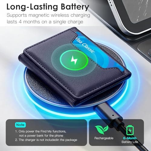 for Magsafe Wallet with Find My,6 Cards Holder,RFID Blocking,Strongest Magnetic Wallet for iPhone 17/16/15/14/13/12 Series,Not for 13/12 Mini,Leather magnetic card holder with Finder Tracker,Blue - Thumbnail 6