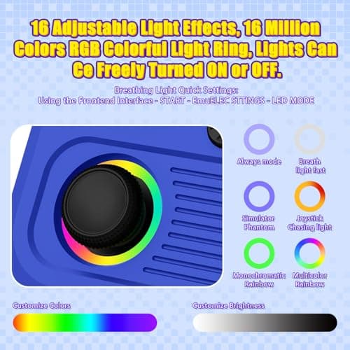 R36T Retro Gaming Console, 3.5''IPS Screen CRT-Inspired, Handheld Game Console 64GB with 18000+ Classic Games Supports WiFi Networked Fighting and OTG,with Portable Case(Dark Blue 64GB) - Thumbnail 5