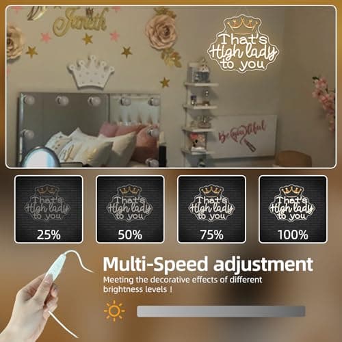 Women Neon Sign Thats High Lady to You Neon Signs for Wall Decor Girl Led Lights Warm White Crown Light Up for Living Room Bedroom Party Girly Room Beauty Salon Makeup Decoration Girls Gifts - Thumbnail 6