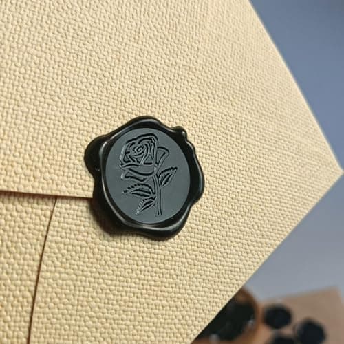 Pilloze 50 Pcs Black Wax Seal Stickers - Rose Style, Self Adhesive Wax Seal for Wedding Invitation, Good Adhesion, Black Rose Envelope Seals Stickers Perfect for Wedding Invitation, Scrapbooking - Thumbnail 3