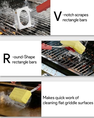 Grill Brush Bristle Free, Steam Grill Cleaning Brush with Scraper, One-Fit-All for All Grate Type, BBQ and Teppanyaki Accessories Cleaner for Outdoor, Two Replaceable Heads - Thumbnail 6