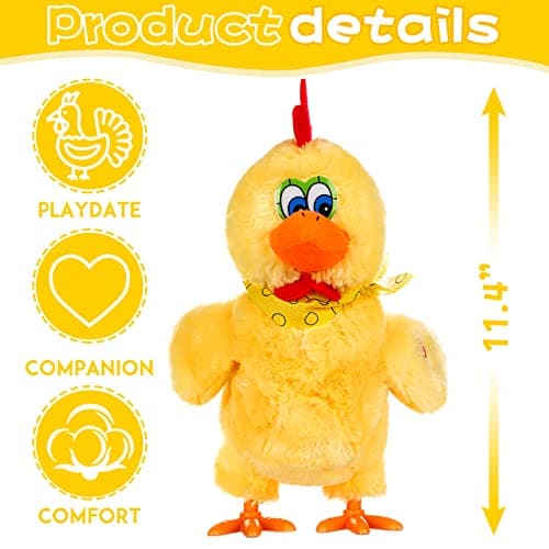 dgdgcool Easter Toys Egg Laying Chicken Toy Electric Chicken Stuffed Animal Dancing Stuffed Plush Toy with Music - Thumbnail 2