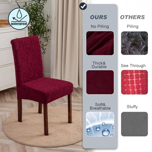 YUEANG Waterproof Dining Chair Covers, Chair Covers for Dining Room Stretch Parsons Chair Slipcover, for Dining Room Kitchen Chair Protector Cover, Removable, Washable - Thumbnail 4