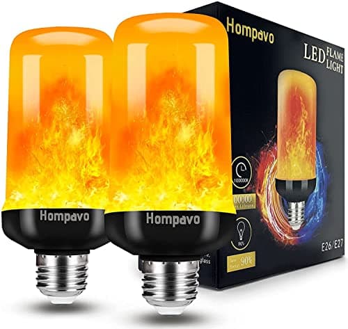 Hompavo 【Upgraded】 LED Flame Light Bulbs, 4 Modes Flickering Light Bulbs with Upside Down Effect, E26/E27 Flame Bulb for Halloween Christmas Party Patio Porch Home Indoor & Outdoor Decorations - 2 - Image 1