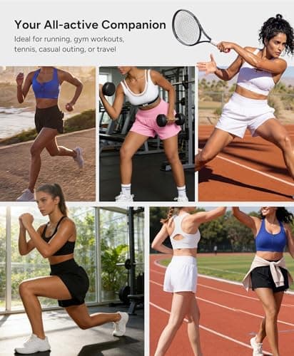 BRXL 3.5" Women's Athletic Running Shorts 2 in 1 High Waisted Pockets Workout Gym Sport Shorts BrxlAero Blue - Thumbnail 6