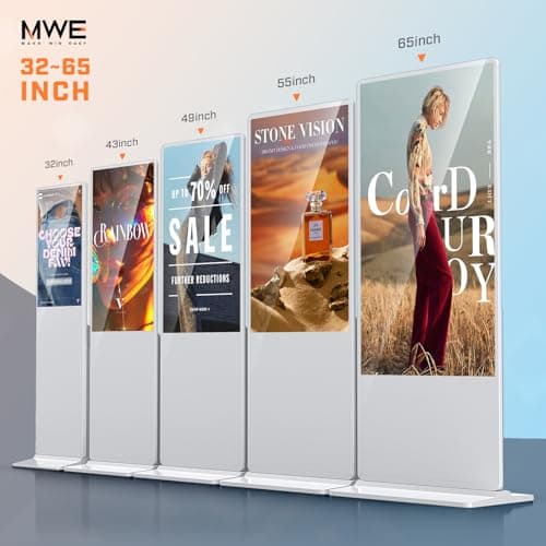 QIXZOCV MWE 55 Inch 4K Touchscreen Kiosk, Indoor Floor Standing Digital Signage Displays, Advertising Display LCD Totem, Interactive Display Poster Android System with Auto Media Player-White - Thumbnail 3