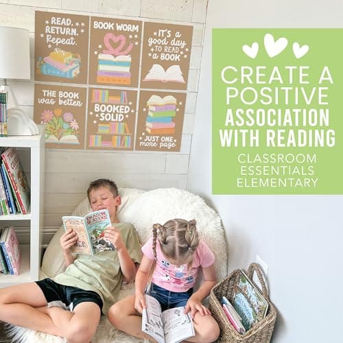 Hadley Designs Reading Posters for Classroom Elementary and Library Decor - 6 Reading Corner Decor for Classroom Decorations, Reading Strategies Library Posters, Kraft Bulletin Board Decorations - Thumbnail 6