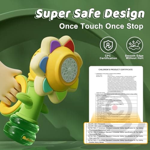 WABALLO Bubble Machine for Kids, Automatic Sunflower Bubble Maker for Toddlers, Portable Battery Operated Bubble Toys for Indoor Outdoor Birthday Party Type-C -Pink - Thumbnail 4
