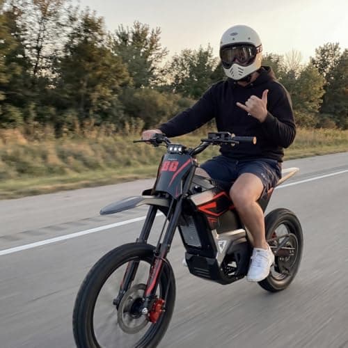 Tasaca V58 Electric Dirt Bike Up to 52 Mph, 5500W Peak Power, 276Nm Max Torque, 52V 30Ah Battery, UL Certified Off-Road Motorcycle for Teens, 14" / 12" Fat Tire, Black - Thumbnail 3