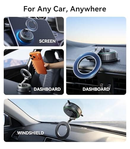 Rorhxia Car Phone Holder for Magsafe, [Enjoy Convenience, Flexibility, Stability], Foldable Vacuum Magnetic Phone Mount for Dashboard Windshield for Your Car Fit iPhone 17/16/15/14/13/12 Pro Max - Thumbnail 2