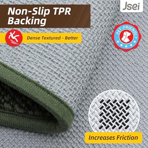 JSEI 17''x71'' Non-Slip Kitchen Runner Rug, Polypropylene Kitchen Mats, Machine Washable Absorbent and Stain Resistant Kitchen Rug, Carpet Mats with TPR Backing for Kitchen, Green - Thumbnail 6