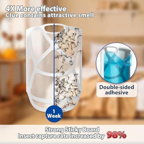 Flying Insect Trap for Indoors, Plug-in Fruit Fly Trap Catcher with Adjustable Blue UV Light Bug Zapper for House Flies, Mosquitoes, Fruit Flies, Gnants, and Mosquitos, Office (Include 5 Refills) - Thumbnail 6