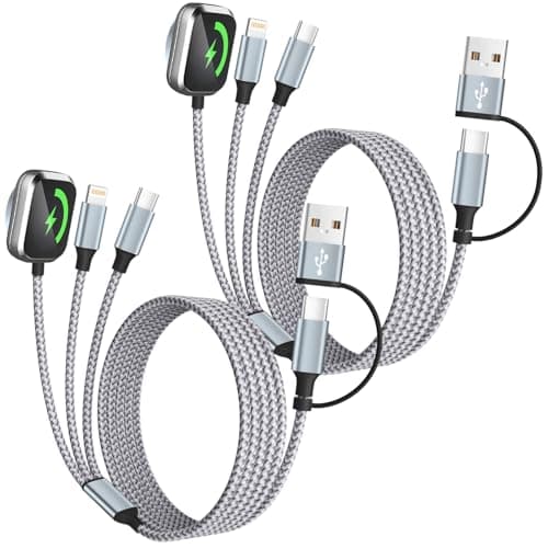 Travel Essentials 3 in 2 Charging Cable for Apple iWatch Charger (2Packs 5FT), UB-A/USB-C Multi Charging Cable/Cord for All Devices Compatible for iWatch Ultra/SE/10-1, iPhone16 15 14, Android, More - Image 1