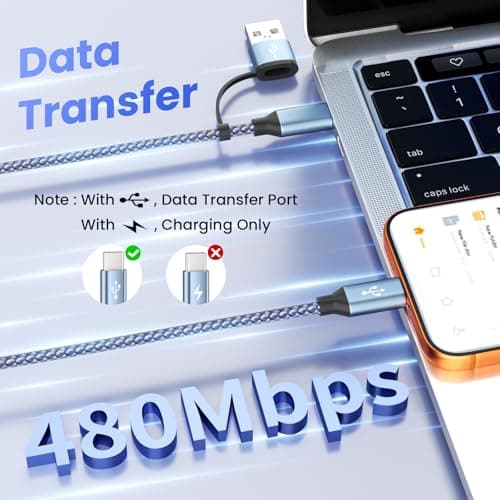 USB C Splitter Multi Charging Cable, USB A/C to USB C Cable[2Pack 5Ft], 4 in 2 Multi Charger Cord, with 4 Type-C Connectors, Travel Holiday Essentials Phone Charger Cord for Cell Phones and More - Thumbnail 5