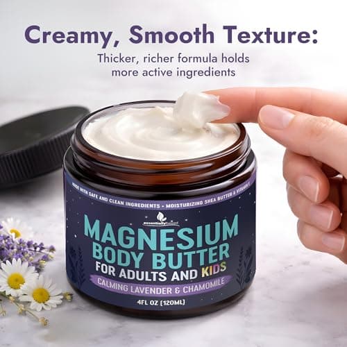 Magnesium Butter for Adults & Kids 4oz - Natural Magnesium Lotion for Sleep - Topical Cream for Leg Cramps - Muscle Relaxation Cream with Shea Butter & Vitamin E - Thumbnail 4
