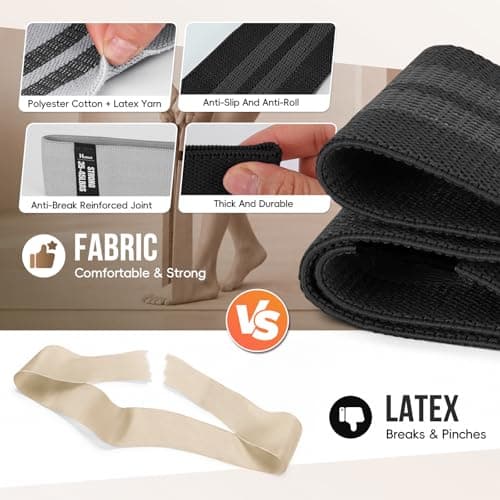 Fabric Resistance Bands for Working Out with Exercise Guide, 3 Levels Hip & Glute Bands Set for Legs, Squats, Yoga, Fitness & Physical Therapy for Women and Men (Gradient Gray, 25-60pounds) - Thumbnail 4