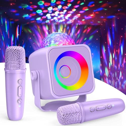 Disco Light Kids Karaoke Microphone: Girls Birthday Gifts Toys for 4 5 6 7 8 9 10 11 12 Year Old Party Lights Stand Bluetooth Karaoke Machine Girl Portable Kids Microphone with Speaker Home Party - Image 1