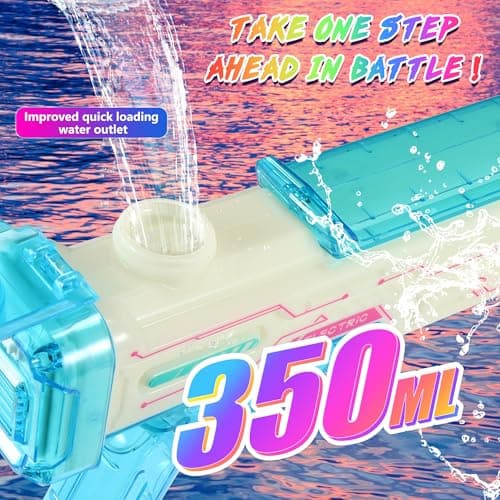 Electric Water Gun for Kids Adults, Automatic Squirt Gun Soaker with Spray Sound and Led Lights, Rechargeable Battery Water Blaster Up to 25 FT Range, Summer Outdoor Toys for Beach Pool Game - Thumbnail 4