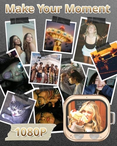 W & O Mini Keychain Digital Camera,1080p Mini Camera Charms with 32GB Card,Small Cameras for Photography with Long Battery Life,Pocket-Size Keychain Camera with Chain for Vlog, Party,Travel (Gold) - Thumbnail 4