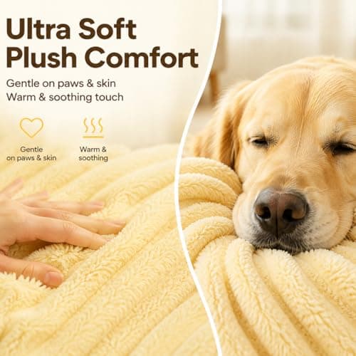 Emotional Support Blanket Yellow for Dogs Security Blanket, Calming Dog Blanket, Throw Rabbit Designed for Pets, Soft and Comfortable for Indoors Sofa (Dark Blue,78.7"x90.6") - Thumbnail 4