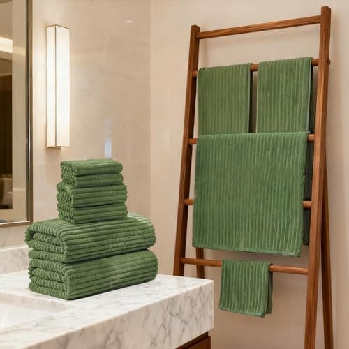 ZatreckI Extra Large Bath Towels (60"x30"),Oversized Bath Towels for Adults Luxury Bath Towels Super Soft Highly Absorbent Microfibers Quick Dry Bath Sheets Large for Bathroom (Olive Green, 2Piece) - Thumbnail 4