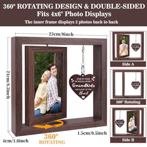 Boiveco Side by Side or Miles Apart Grandkids are Close to the Heart Picture Frame 4x6 First Time Grandparents Gifts, New Grandma and Grandpa Gifts, Thanksgiving Birthday Christmas Grandparents Day Gift - Thumbnail 5