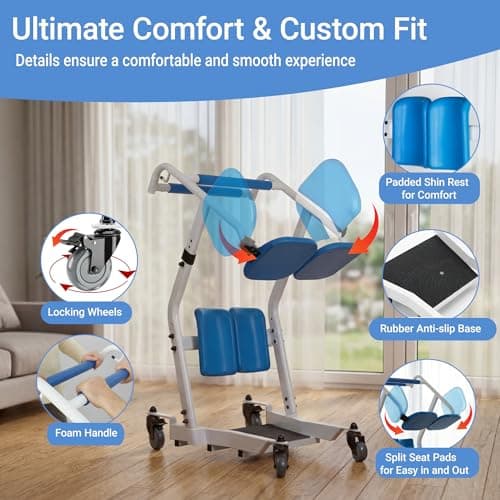 Sit to Stand Lift for Elderly with Wheels, One-Step Stand Assist Aid, Muscle Building, Patient Lift Transfer Chair for Home Care, Elderly Lift Assist Devices for Seniors Adults Disabled, 400 lbs - Thumbnail 3