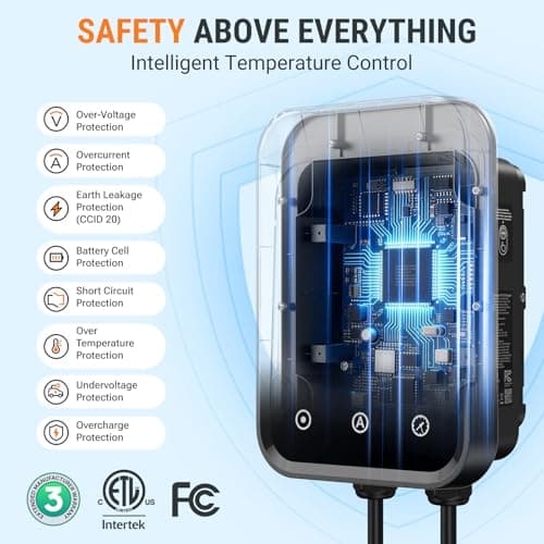 AIMILER Level 2 Electric Vehicle (EV) Charger(WiFi APP/Plug-Play), 48A, 25ft Cable ETL Certified, J1772 Connector EVSE EV Electric Car Charging Stations for Home Level 2 (Black 240V Nema 14-50P) - Thumbnail 6