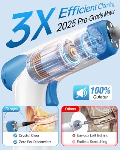 Featjoy Ear Wax Removal Kit, 2026 Electric Ear Cleaner with 12 Cleaning Modes & Real-Time Water Temp, Effective Ear Flushing Irrigation System for Multiple Earwax of Adults Kids, with 12 Tips, Basin - Thumbnail 2