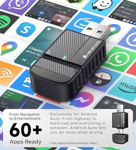 ByteWave Android Auto Wireless Adapter, 2025 NFC & Bluetooth 5.3 Convert Wired to Wireless Android Auto Car Dongle | No Latency, Dual-Band WiFi, USB-A/Type-C, Plug & Play, Mini | Fits for 2016+ Cars - Thumbnail 3