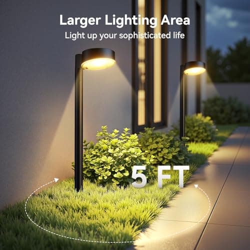 Ahaorigin 8 Pack Solar Pathway Lights Outdoor, 12 Brighter LEDs Solar Lights Outdoor Waterproof, Up to 12 Hrs Modern Path Light for Yard Garden Walkway Driveway Lawn, Warm White - Thumbnail 4