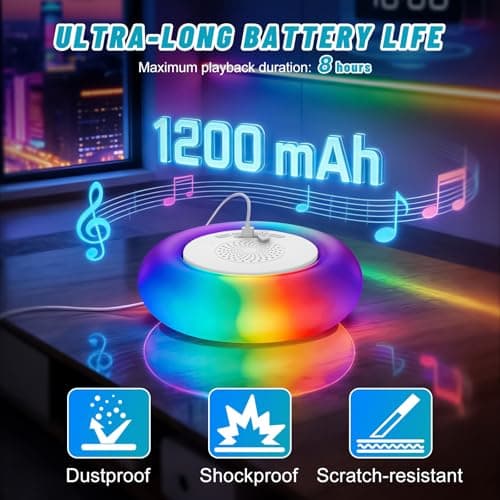 JEMULICE 2 Pack Floating Pool Lights with Bluetooth Pool Speaker, 2-in-1 RGB Pool Lights, IP68 Waterproof, 360° Hi-Fi Sound for Pool, Hot Tub and Outdoor Parties - Thumbnail 6