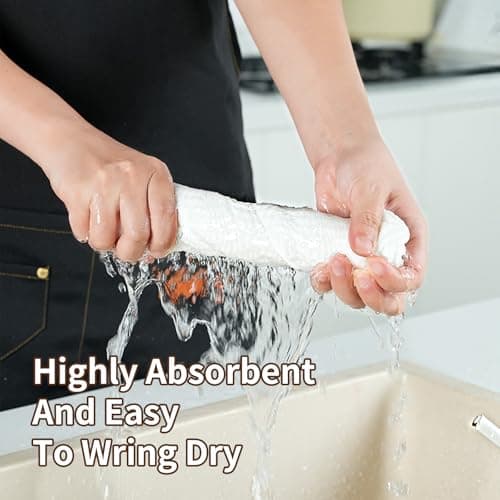 LikGuest Cotton Dish Cloths 6 Pack,12x12 Inch – Super Absorbent, Quick-Dry & Reusable Kitchen Cleaning Cloths, Lint-Free Washable Towels for Dishes, Glass & Household Use(White) - Thumbnail 4