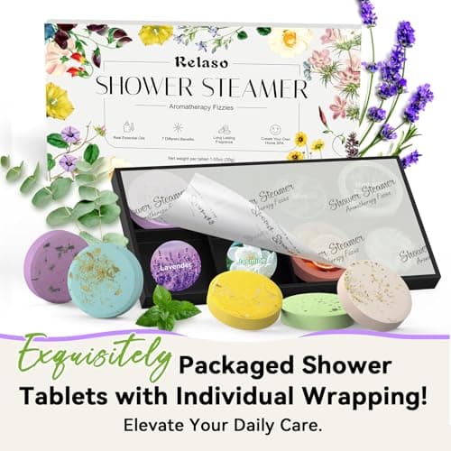 Relaso Shower Steamers Aromatherapy 8 Pack, Birthday Gifts for Women Men & Luxury Gift Box Packaging, Premium Shower Bombs with Natural Essential Oils, Home Spa Stress Relief, Relaxation Self Care - Thumbnail 6