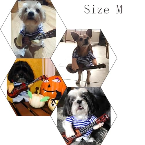 NACOCO Pet Guitar Costume Dog Costumes Cat Halloween Christmas Cosplay Party Funny Outfit Clothes (M) - Thumbnail 6