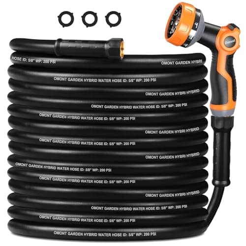 Garden Hose 75FT 5/8", Heavy Duty Water Hose, Flexible and Durable, Lightweight Rubber Hybrid Hose, Leak-Free Connections Fittings for Garden, Lawn, Yard