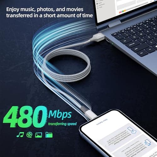 iPhone Charger 3pack 10FT Apple MFi Certified Long Lightning Cable Fast Charging High Speed Data Sync USB Cable Compatible iPhone 14/13/12/11 Pro Max/XS MAX/XR/XS/X/8/7/Plus/6S (Grey White) - Thumbnail 3