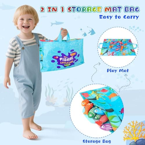 MPQMPQ Montessori Baby Toys, Fishing Game with Stacking Cups & Mat, Educational Baby Toys for Learing Number Counting & Color Sorting, Birthday Gift for Toddler Boy Girl 18 Months+ - Thumbnail 6