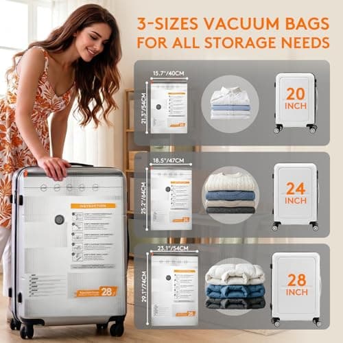 16 Packs Vacuum Seal Bags with USB/Type-C Pump, 3 Sizes Travel Vacuum Storage Bags for Clothing, Vacuum Packing Bags for Closet Organization, Bedding & Seasonal Storage - Thumbnail 4