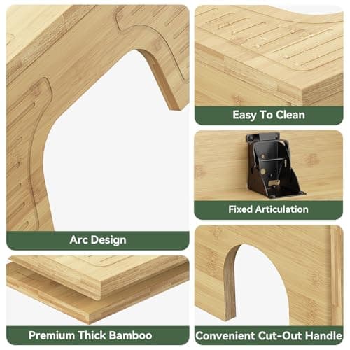 Foldable Toilet Stool Squat for Adults and Kids, 7" & 9" Adjustable Heights Bamboo Flip Poop Stool with Anti-Slip Layer for Bathroom - Improve Squatting Posture[No Installation Required] - Thumbnail 6