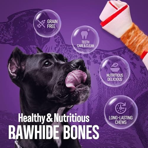 PETPHABET Chicken Wrapped Rawhide Dog Bones, 5-5.5 Inch Long Lasting Dog Chew Treats for Medium & Large Dogs, 5 Count Beefhide Dog Snacks for Training Healthy Chewing, Knotted Dog Bones High Protein - Thumbnail 4