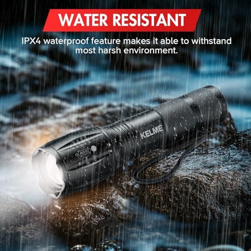 KELME 3 Pack Flashlights High Lumens, Powerful Tactical Flashlights with 5 Modes, Zoomable Small LED Flashlight Waterproof Handheld Flash Light for Home Emergencies Camping Hiking (Battery Included) - Thumbnail 4