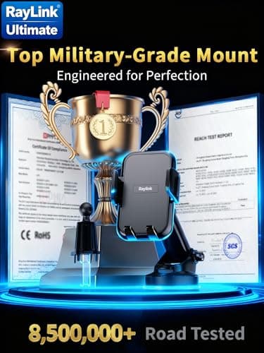 [2026 True Military-Grade] Car Phone Holder RayLink[Upgraded Strongest Suction & Clip] Cell Phone Mount for Dashboard Windshield Vent Wall,Truck Cradle Stand for iPhone 17 Pro Max 16 15 14 13 Android - Thumbnail 6