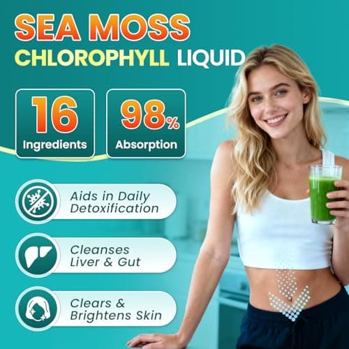 Sea Moss Drops - Irish Sea Moss Chlorophyll Liquid with Black Seed Oil, Ashwagandha, Moringa, Turmeric, Elderberry, Mullein, Seamoss Gel Supplement for Gut & Liver Cleanse, Immune Support - Vegan 2 Oz - Thumbnail 3