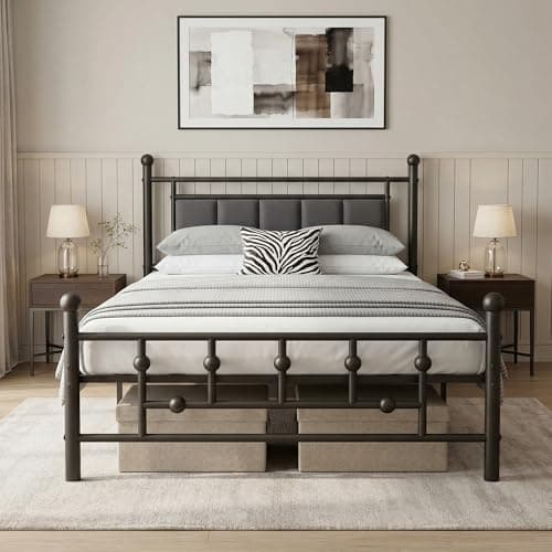 Luviyoo Twin Bed Frame with Headboard, Velvet Upholstered Platform Bed Frame Twin Size, Heavy Duty 13 Metal Slats Support, 14" Underbed Storage, No Box Spring Needed, Noise Free - Image 1