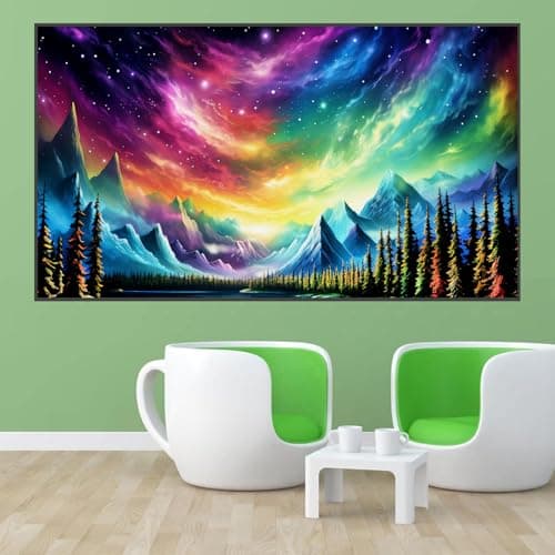 ijbnhd 5D Large Diamond Painting Kits for Adults, 5D Mountain Extra Large Diamond Art Kits, Full Drill Crystal Rhinestone Aurora Gem Art Home Wall Decor Gift(28X 16inch) - Thumbnail 3