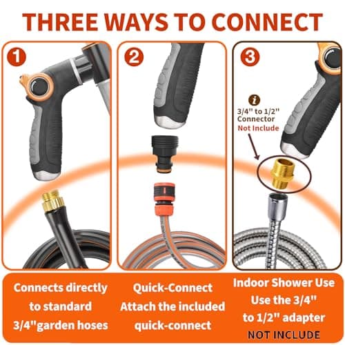 Premium Dog Washing Hose Attachment, 8-Pattern Dog Bath Sprayer, Easy-Control Hose Nozzle with Soap Dispenser for Garden, Pet Shower and Car Wash - Thumbnail 6